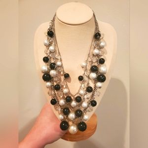 Vintage You & I Triple Strand Black and White Statement Necklace